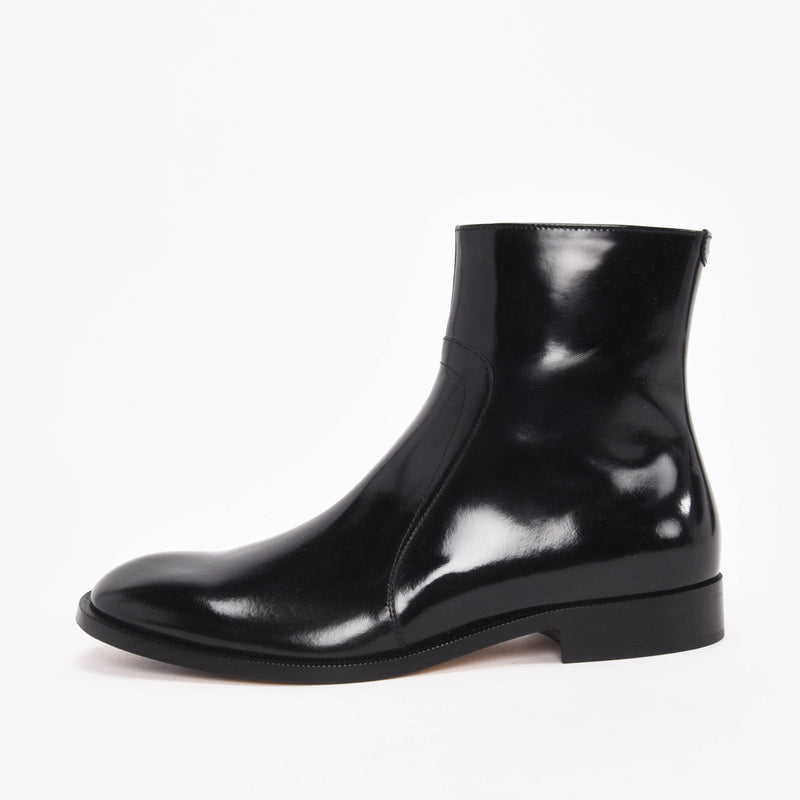 Maison Margiela Black Patent Leather Ankle Boots 42 - Blue Spinach