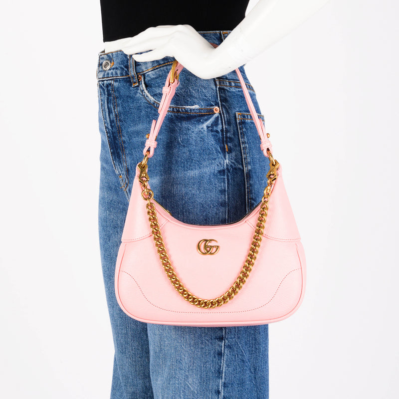 Gucci Pink Calfskin Small Aphrodite Shoulder Bag - Blue Spinach