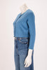 Chanel Blue Cashmere Cropped Cardigan FR 36 - Blue Spinach