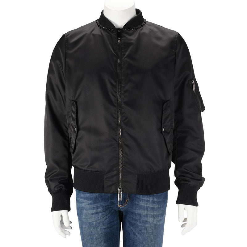 Valentino Black Nylon Rockstud Bomber Jacket IT 48 - Blue Spinach