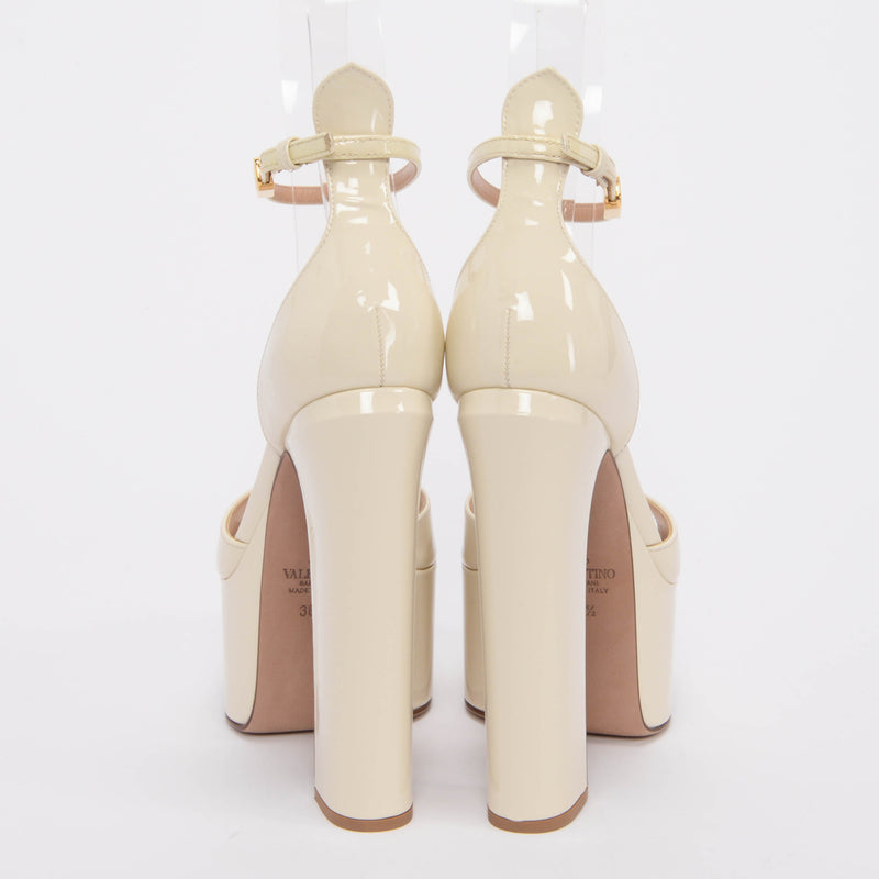 Valentino Cream Patent Tan-Go Mary Jane Sandals 36.5 - Blue Spinach