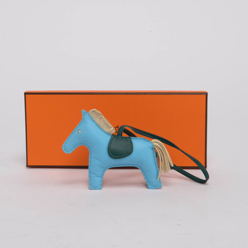 Hermes Celeste Milo Lambskin Rodeo GM Bag Charm - Blue Spinach