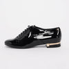 Chanel Black Patent Lace-Up CC Loafers 37.5 - Blue Spinach