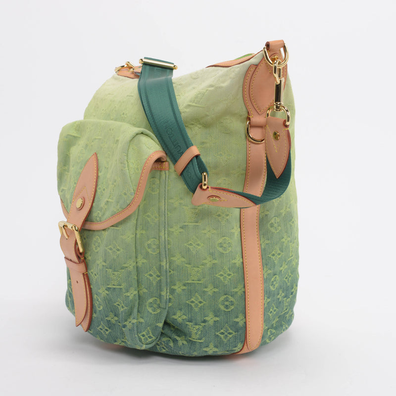 Louis Vuitton Green Ombre Monogram Denim Sunburst PM - Blue Spinach