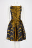 Lanvin Gold Jacquard Cocktail Dress FR 36 - Blue Spinach