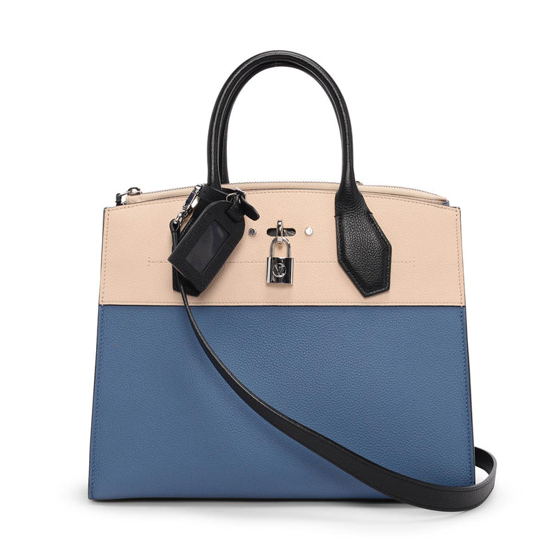 Louis Vuitton Tri-Colour Taurillon City Steamer MM - Blue Spinach