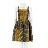 Lanvin Gold Jacquard Cocktail Dress FR 36 - Blue Spinach