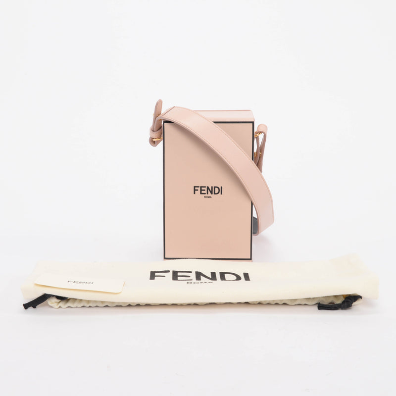 Fendi Rosa Quarzo Calfskin Fluffy Logo Vertical Box Bag - Blue Spinach