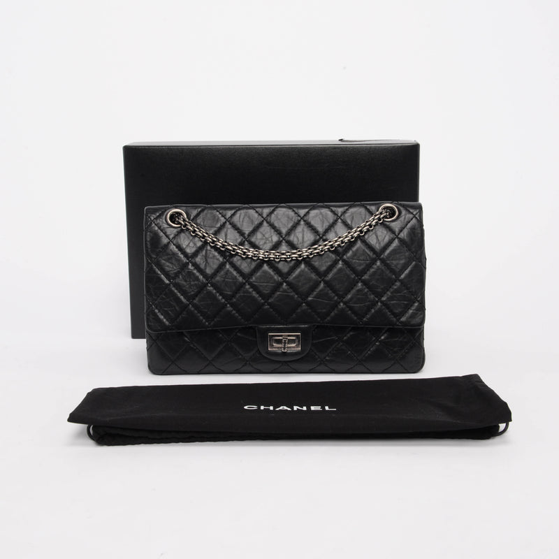 Chanel Black Aged Calfskin 2.55 Reissue 226 Flap Bag - Blue Spinach