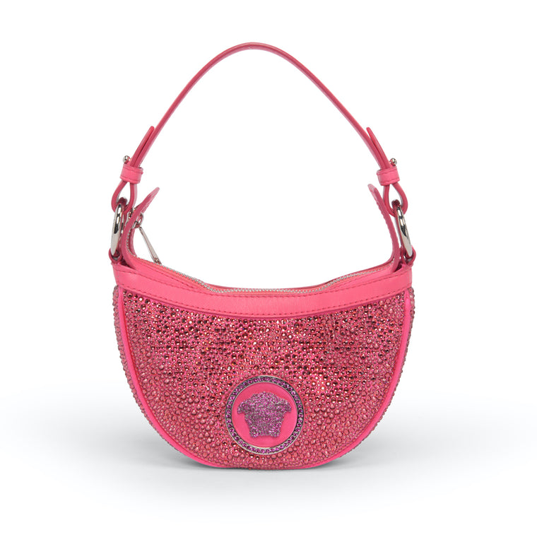 Versace Pink Crystal Repeat Mini Embellished Medusa Bag