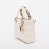 Dior White Lambskin Cannage My ABCDior Small Lady Dior Bag - Blue Spinach