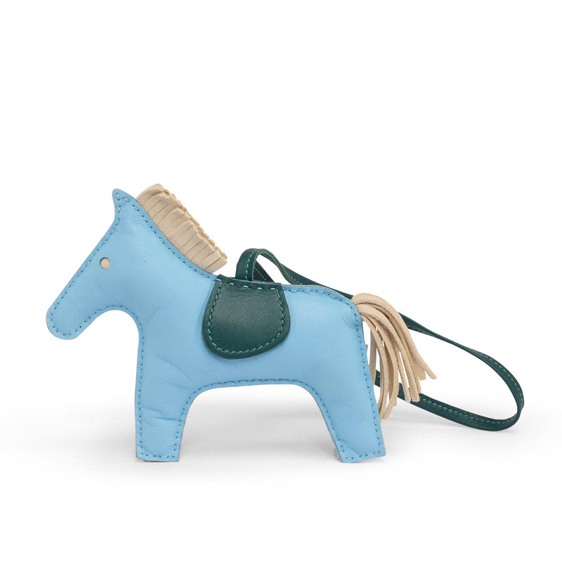 Hermes Celeste Milo Lambskin Rodeo GM Bag Charm - Blue Spinach