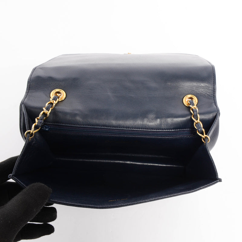 Chanel Vintage Navy Quilted Lambskin Small CC Flap Bag - Blue Spinach