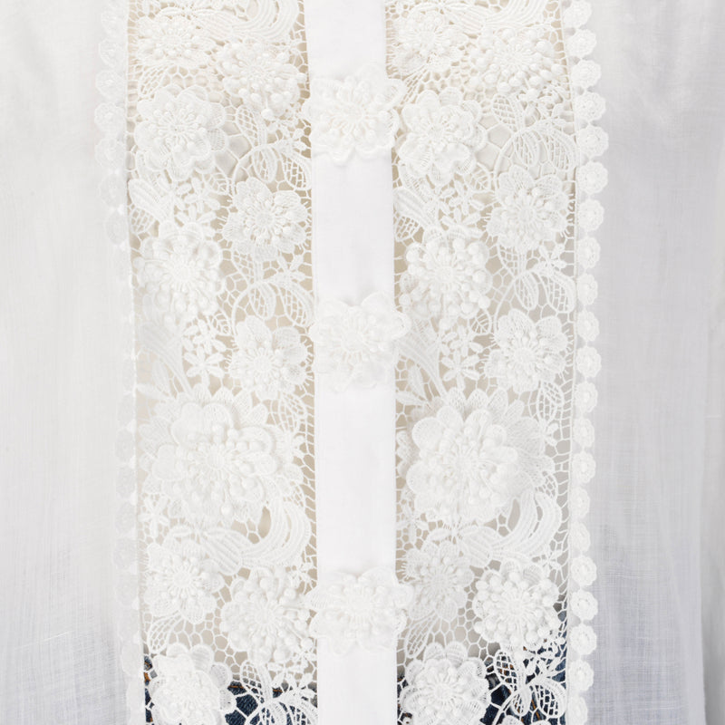 Zimmermann White Raie Lace Flower Shirt 4 - Blue Spinach