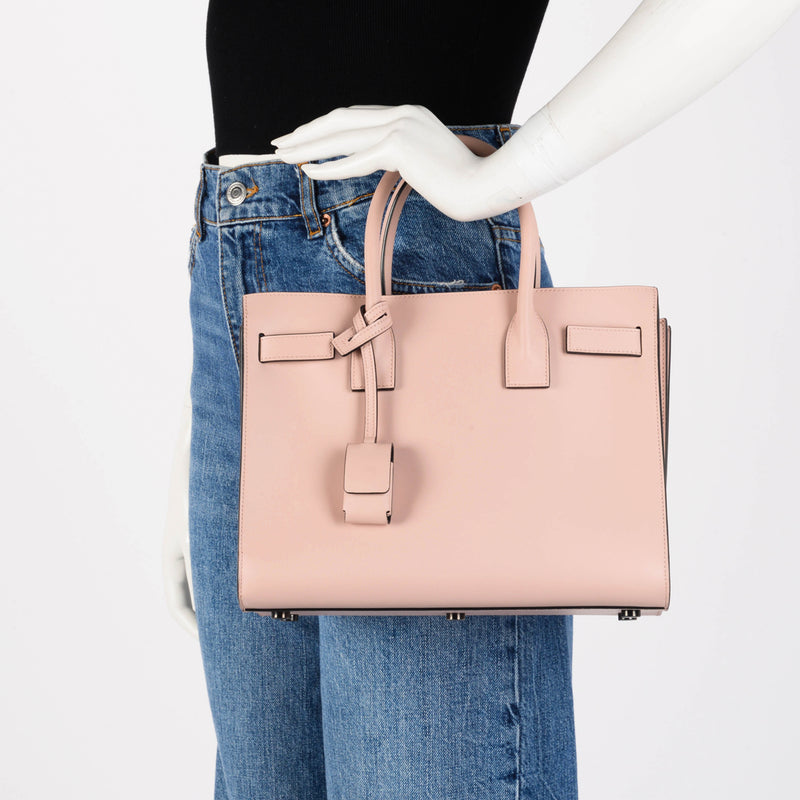 Saint Laurent Pink Smooth Calfskin Baby Sac de Jour Bag - Blue Spinach