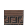 Fendi Brown Embossed Leather F Is Fendi Card Holder - Blue Spinach