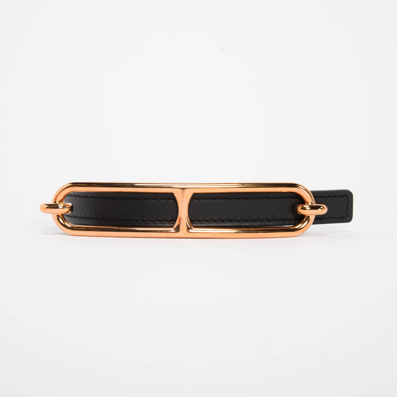 Hermes Black & Gold Roulis Reversible Belt 13mm - Blue Spinach