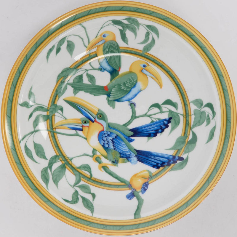 Hermes Multi-Color Porcelain Toucans Serving Plate - Blue Spinach