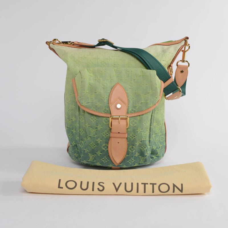 Louis Vuitton Green Ombre Monogram Denim Sunburst PM - Blue Spinach