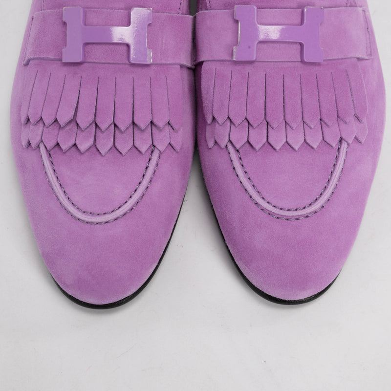 Hermes Lilac Suede Royal Loafers 39 - Blue Spinach