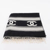 Chanel Black & White Cashmere CC Reversible Blanket - Blue Spinach