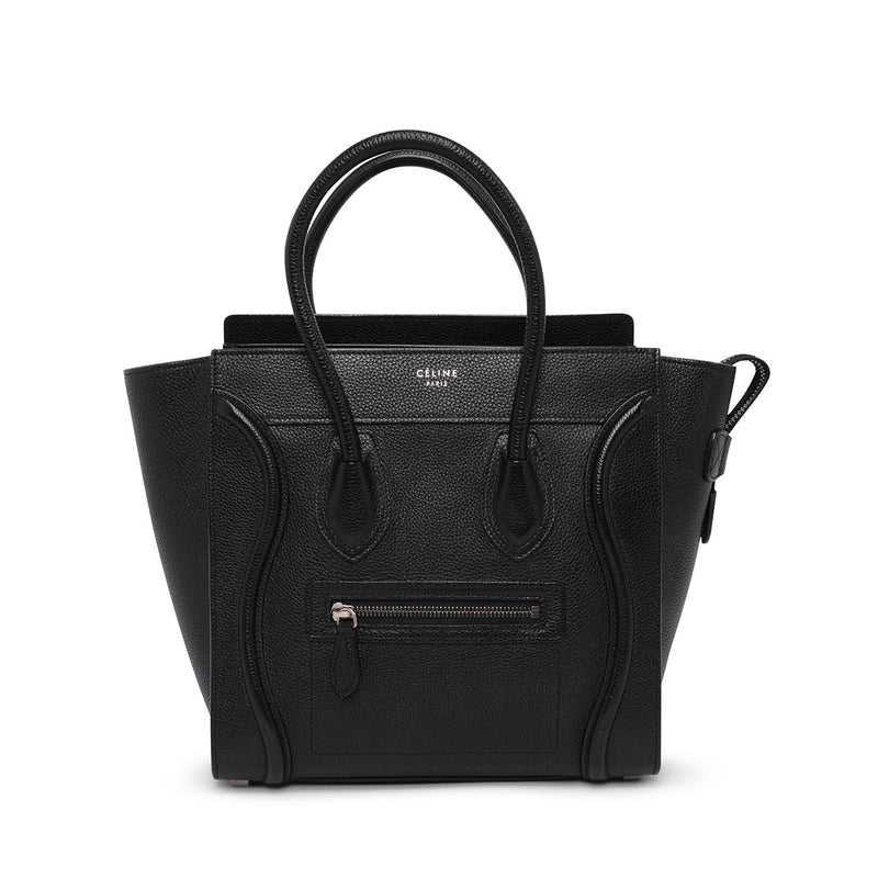 Celine Black Drummed Calfskin Macro Luggage Tote - Blue Spinach