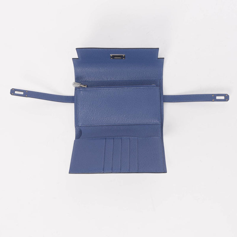 Hermes Bleu Brighton Chevre Mysore Medium Kelly Wallet - Blue Spinach