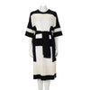 Hermes Black & White Cashmere Belted Midi Dress FR 38 - Blue Spinach