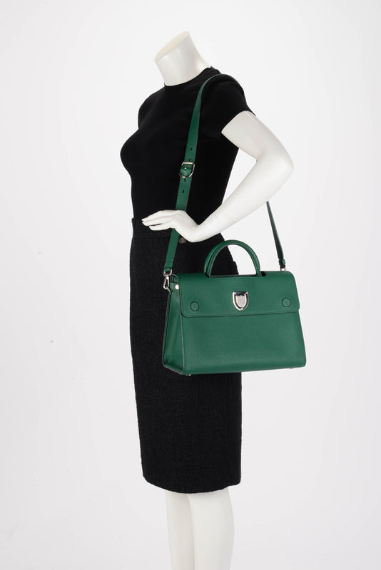 Dior Emerald Green Grained Calfskin Medium Diorever Bag - Blue Spinach