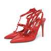 Valentino Red Calfskin Rockstud Cage Pumps 39.5 - Blue Spinach