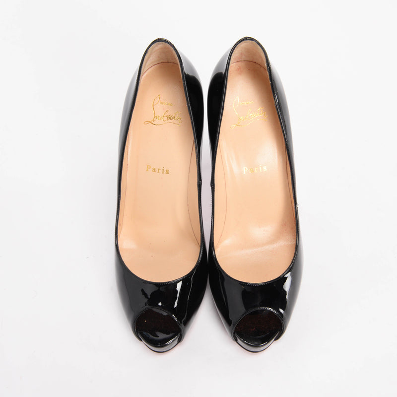 Christian Louboutin Black Patent Very Prive 120 Pumps 40 - Blue Spinach