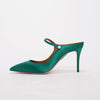 Aquazzura Emerald Green Satin Nolita Mules 41 - Blue Spinach