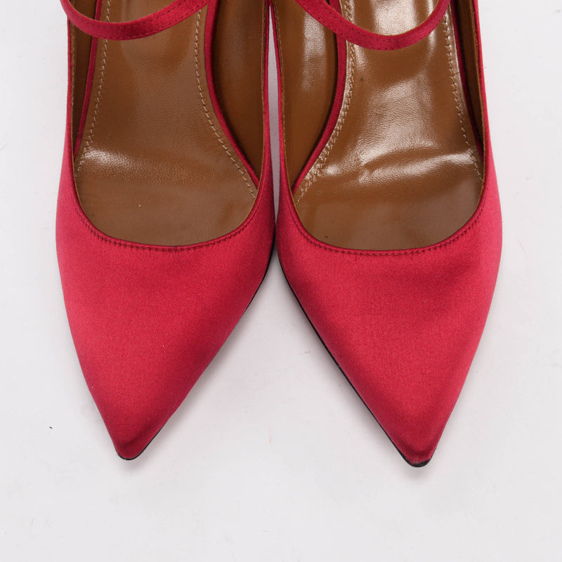 Aquazzura Dark Red Satin Nolita Mules 40.5 - Blue Spinach