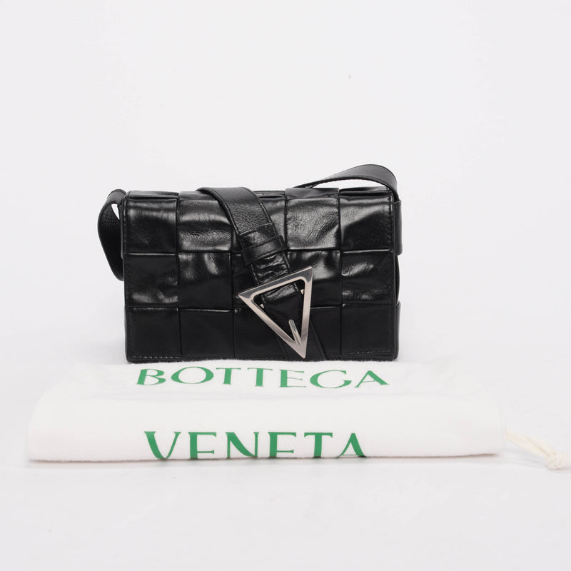 Bottega Veneta Black Intrecciato Cassette Bag - Blue Spinach