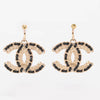 Chanel Black & Gold Crystal CC Drop Earrings - Blue Spinach