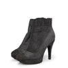 Chanel Anthracite Metallic Suede Platform Sock Boots 37 - Blue Spinach