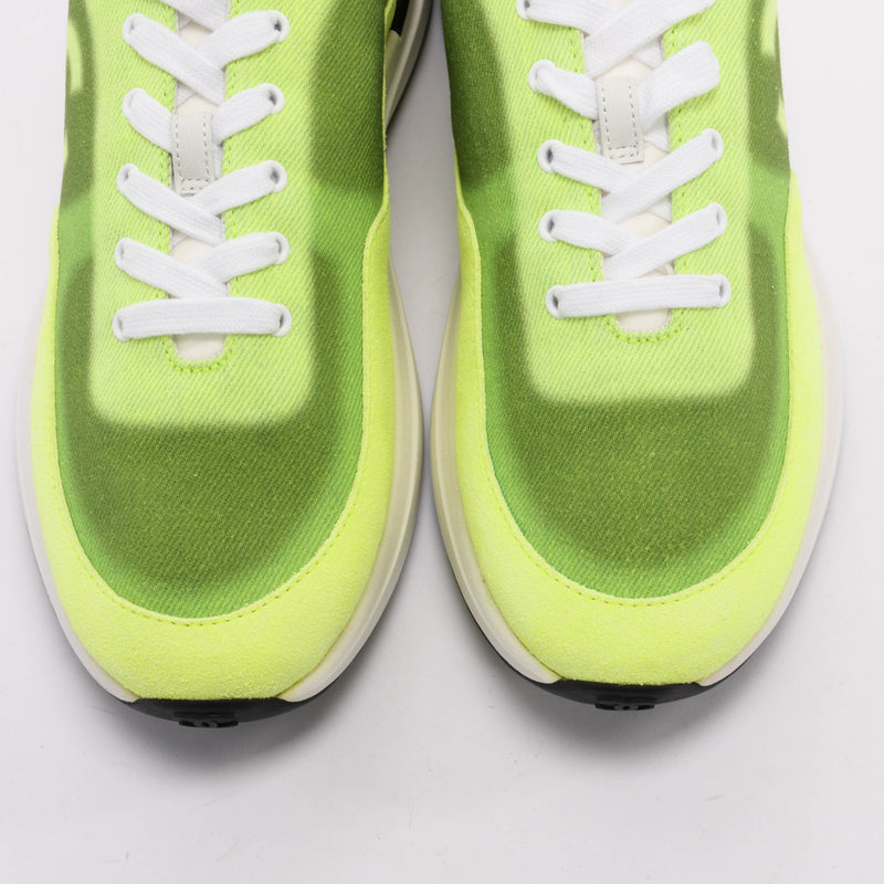 Chanel Fluro Green Denim CC Sneakers 39.5 - Blue Spinach