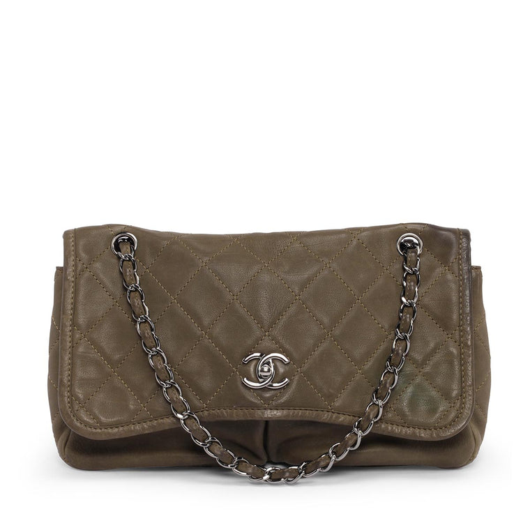 Chanel Olive Quilted Natural Beauty Medium Flap Bag