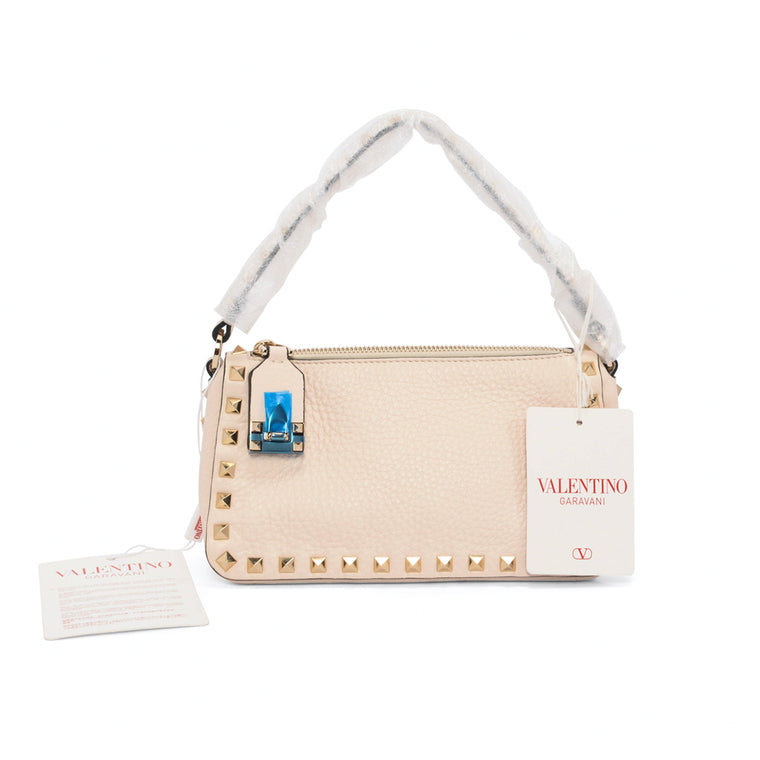 Valentino Light Ivory Grainy Calfskin Small Cross Body Bag