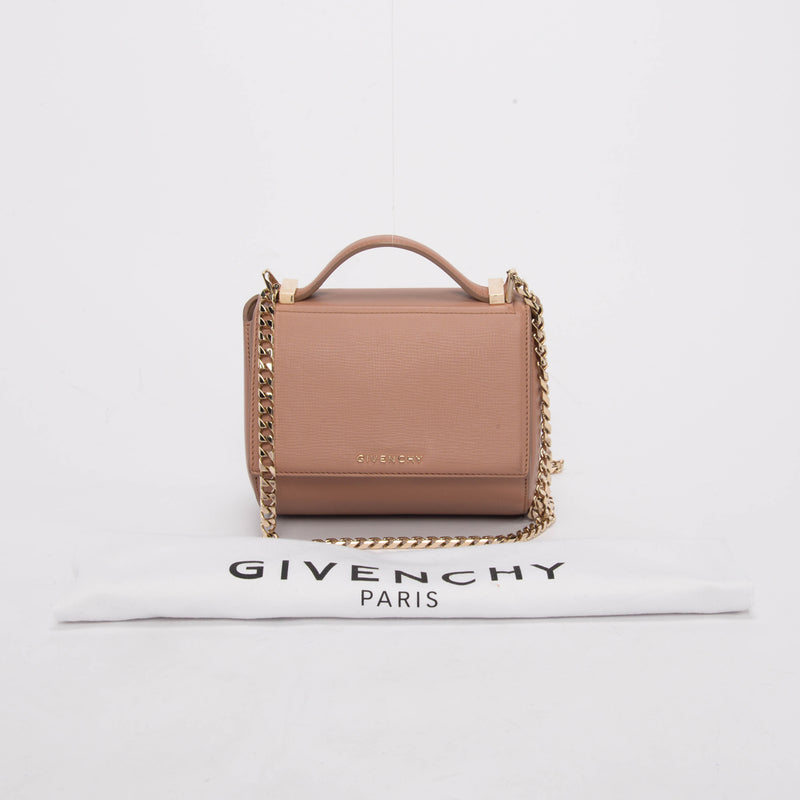 Givenchy Old Pink Textured Calfskin Mini Pandora Box Chain Bag - Blue Spinach