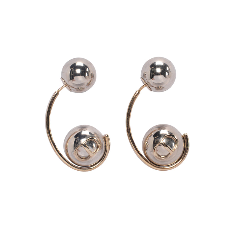 Dior Silver Metal Tribales Hoop Earrings - Blue Spinach