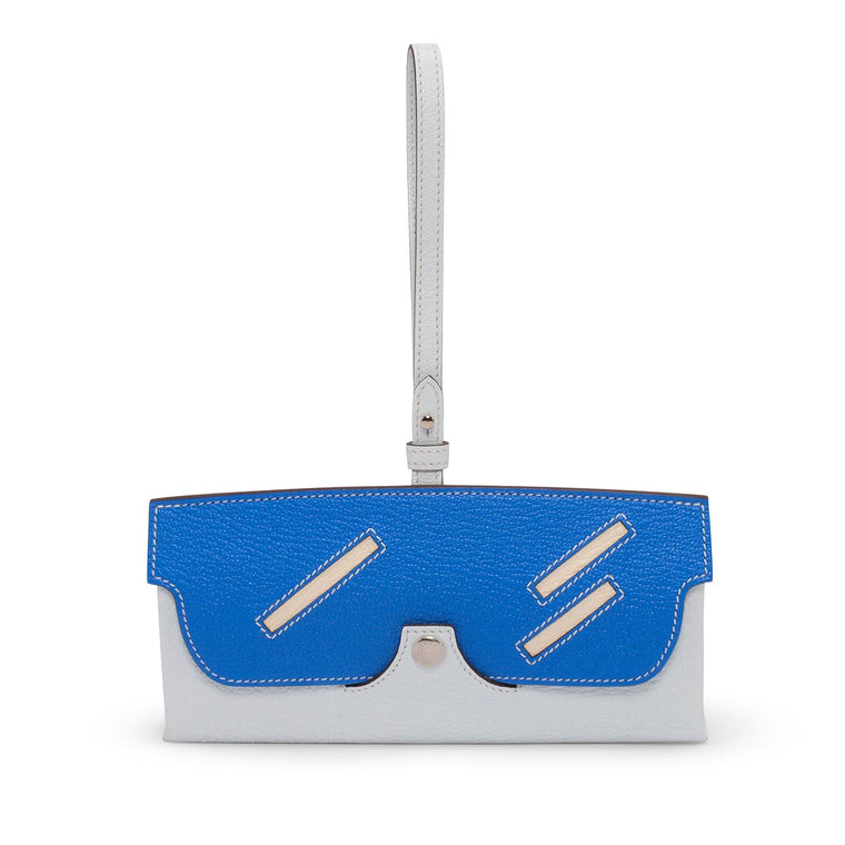 Hermes Bleu Brume/Bleu Hydra Chevre In The Loop Wink Glasses Case