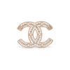 Chanel Light Gold Pearl & Crystal CC Brooch - Blue Spinach