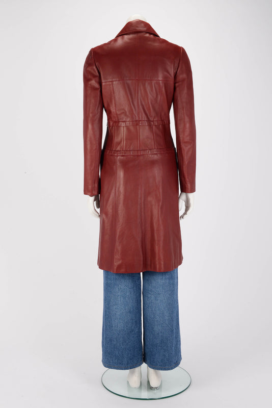 Chanel Red Lambskin CC Button Coat FR 40 - Blue Spinach