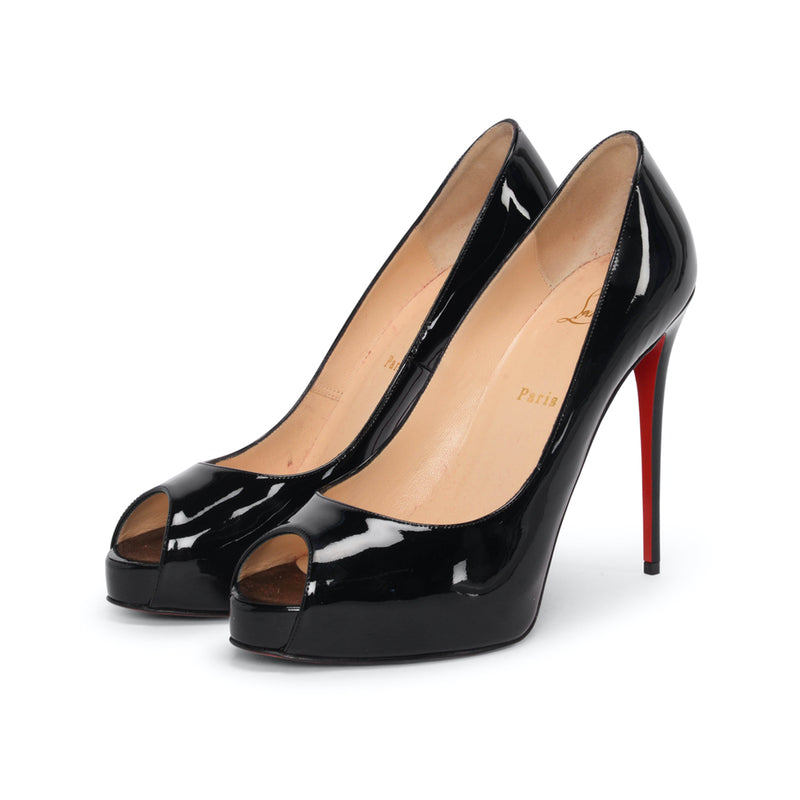 Christian Louboutin Black Patent Very Prive 120 Pumps 40 - Blue Spinach