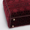 Dior Burgundy Cannage Velvet Medium Lady D-Lite Bag - Blue Spinach