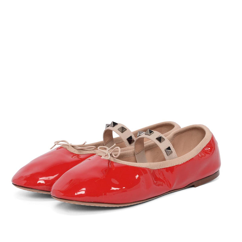 Valentino Red Patent Rockstud Ballerina Flats 36 - Blue Spinach