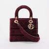 Dior Burgundy Cannage Velvet Medium Lady D-Lite Bag - Blue Spinach