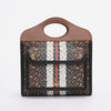 Burberry Stripe Monogram E-Canvas Mini Pocket Tote - Blue Spinach