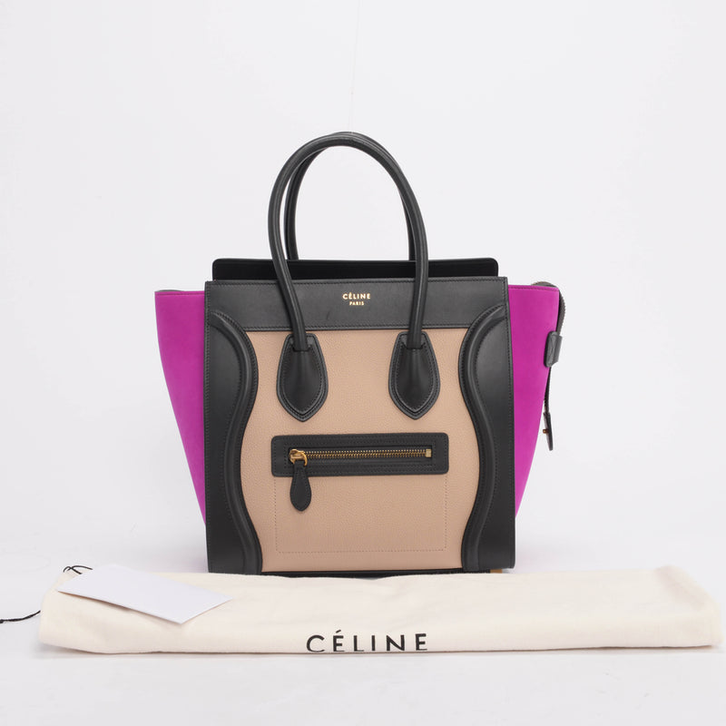 Celine Tri-Colour Micro Luggage Tote - Blue Spinach